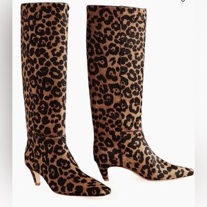 NEW Reformation Remy Boot Leopard Print Calf Hair Kitten Heeled Knee High 7.5
